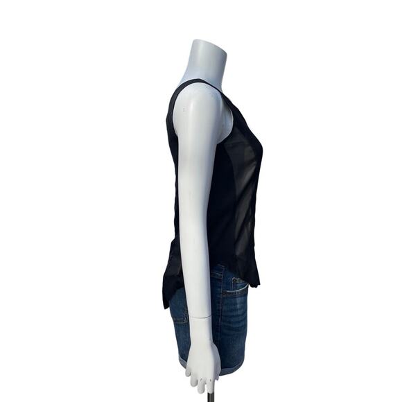 rag & bone Aubrey Black Sleeveless Top Sheer Overlay Silk Trim Blouse XS - Picture 14 of 14